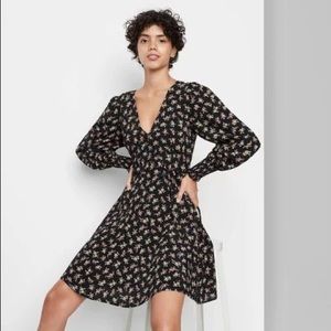 Wild fable Black long sleeve wrap dress NWT